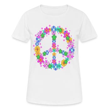 Signe de paix Mouvement pour la paix Amour Paix - T-shirt respirant Femme - blanc - Devant - AI Model Female 172 dark (172cm)
