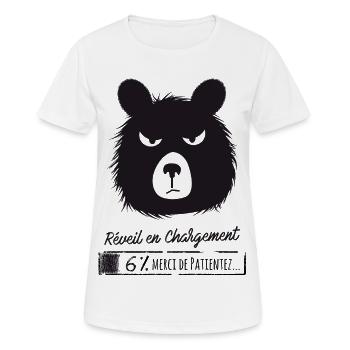 Réveil en chargement... Humour, réveil difficile ! - T-shirt respirant Femme - blanc - Devant - AI Model Female 172 dark (172cm)
