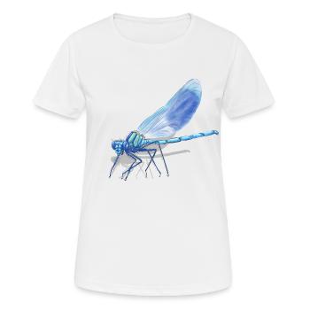Imprimé de la Braise de Libellule Bleue - T-shirt respirant Femme - blanc - Devant - AI Model Female 172 dark (172cm)