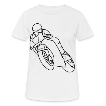 Wheelie à la course de moto - sombre - T-shirt respirant Femme - blanc - Devant - AI Model Female 172 dark (172cm)