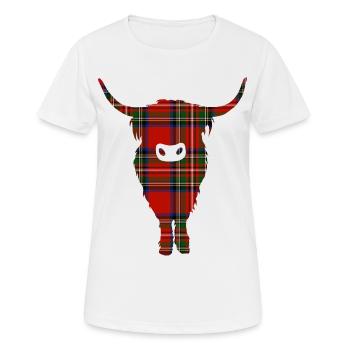 Tartan Highland Coo - Frauen T-Shirt atmungsaktiv - Weiß - Vorne - AI Model Female 172 dark (172cm)