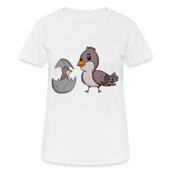 Moineau domestique avec bébé moineau domestique - T-shirt respirant Femme - blanc - Devant - AI Model Female 172 dark (172cm)
