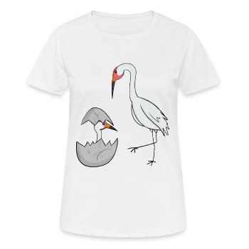 Kranich mit Baby Kranich - Frauen T-Shirt atmungsaktiv - Weiß - Vorne - AI Model Female 172 dark (172cm)