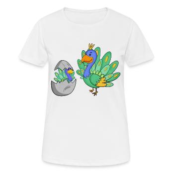 Paon avec bébé paon - T-shirt respirant Femme - blanc - Devant - AI Model Female 172 dark (172cm)