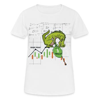 Dinocoin Zukunftssicher ? - Frauen T-Shirt atmungsaktiv - Weiß - Vorne - AI Model Female 172 dark (172cm)
