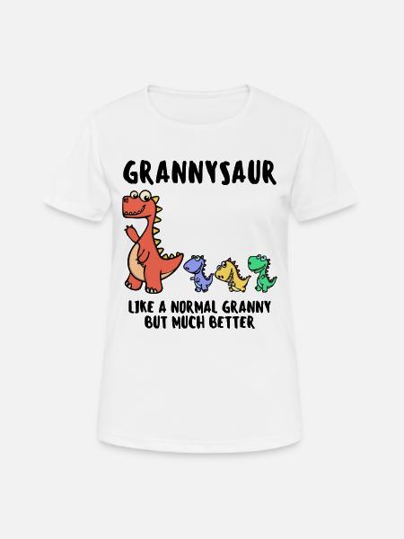 Mormor Bestemor Dinosaur Morsom uttalelse - Pustende T-skjorte for kvinner - hvit