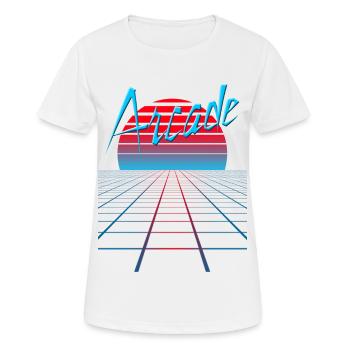 NERDY forever - Arcade - Frauen T-Shirt atmungsaktiv - Weiß - Vorne - AI Model Female 172 dark (172cm)