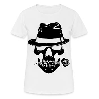 Schwarzer Gangsterschädel - Frauen T-Shirt atmungsaktiv - Weiß - Vorne - AI Model Female 172 dark (172cm)