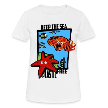Gardez la mer sans plastique - T-shirt respirant Femme - blanc - Devant - AI Model Female 172 dark (172cm)