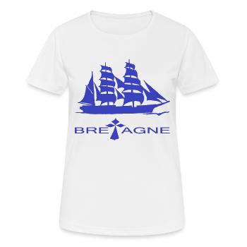 SAILBOAT BRITAIN Kreation Louis RUNEMBERG © Adagp - Frauen T-Shirt atmungsaktiv - Weiß - Vorne - AI Model Female 172 dark (172cm)
