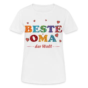Beste Oma - auf der ganzen Welt - Danke - Frauen T-Shirt atmungsaktiv - Weiß - Vorne - AI Model Female 172 dark (172cm)
