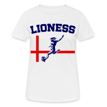Lionnes championnes d’Angleterre de football féminin - T-shirt respirant Femme - blanc - Devant - AI Model Female 172 dark (172cm)