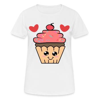 Naschen Cupcake Lecker Herz Süßigkeiten Kalorien - Frauen T-Shirt atmungsaktiv - Weiß - Vorne - AI Model Female 172 dark (172cm)