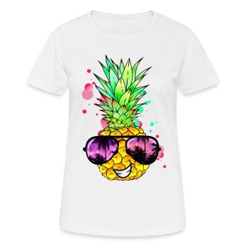 Ananas cool bunt spritzig - Frauen T-Shirt atmungsaktiv - Weiß - Vorne - AI Model Female 172 dark (172cm)