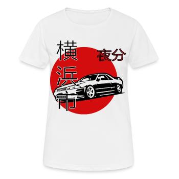 Yokohama Nights, Japanisches Auto Design - Frauen T-Shirt atmungsaktiv - Weiß - Vorne - AI Model Female 172 dark (172cm)