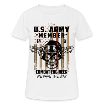US Army Kampf Techniker - Frauen T-Shirt atmungsaktiv - Weiß - Vorne - AI Model Female 172 dark (172cm)