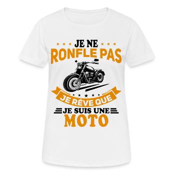 Je Ne Ronfle Pas Je Rêve Que Je Suis Une Moto - T-shirt respirant Femme - blanc - Devant - AI Model Female 172 dark (172cm)