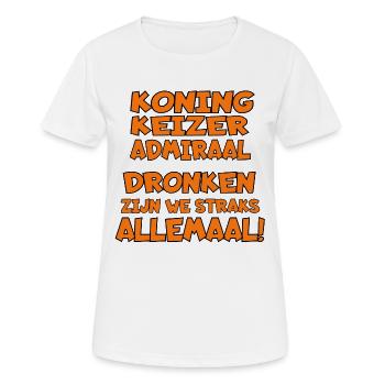 Tout bu le jour du Roi! Haut orange # - T-shirt respirant Femme - blanc - Devant - AI Model Female 172 dark (172cm)