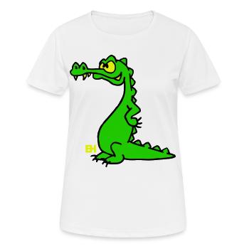 Smiling Crocodile, dreifarbiges Design - Frauen T-Shirt atmungsaktiv - Weiß - Vorne - AI Model Female 172 dark (172cm)