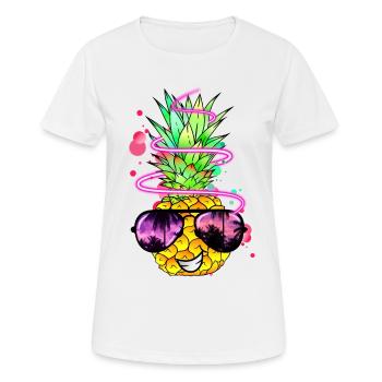 Ananas cool bunt spritzig - Frauen T-Shirt atmungsaktiv - Weiß - Vorne - AI Model Female 172 dark (172cm)