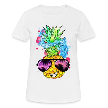 spritzige Ananas Frucht mit Gesicht - Frauen T-Shirt atmungsaktiv - Weiß - Vorne - AI Model Female 172 dark (172cm)