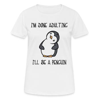 Mignon pingouin Animal Drôle Déclaration Oiseau du pôle Sud - T-shirt respirant Femme - blanc - Devant - AI Model Female 172 dark (172cm)