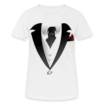 Costume avec veste cravate design - T-shirt respirant Femme - blanc - Devant - AI Model Female 172 dark (172cm)