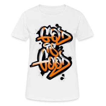 God is Good Graffiti - Urban Faith Style! - Frauen T-Shirt atmungsaktiv - Weiß - Vorne - AI Model Female 172 dark (172cm)
