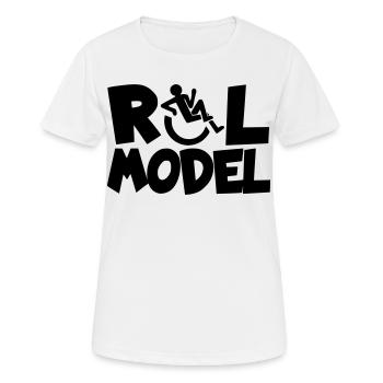 Jeder Rollstuhlfahrer ist ein Vorbild * - Frauen T-Shirt atmungsaktiv - Weiß - Vorne - AI Model Female 172 dark (172cm)