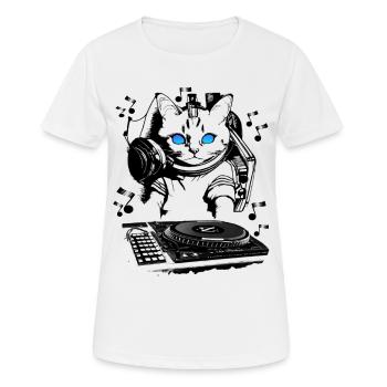 Cat DJ with mixer - Women's Breathable T-Shirt - white - Front - AI Model Female 172 dark (172cm)
