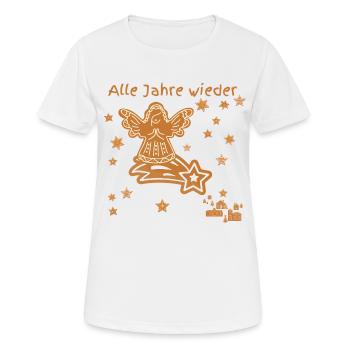 Christkind surft auf Weihnachtsstern zur Erde - Frauen T-Shirt atmungsaktiv - Weiß - Vorne - AI Model Female 172 dark (172cm)