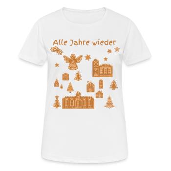 Christkind schwebt über der Stadt alle Jahre - Frauen T-Shirt atmungsaktiv - Weiß - Vorne - AI Model Female 172 dark (172cm)