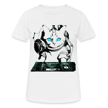 DJ cat with mixer - Women's Breathable T-Shirt - white - Front - AI Model Female 172 dark (172cm)