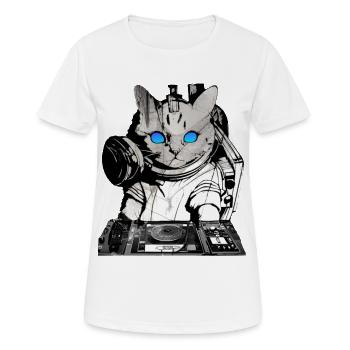 DJ cat with mixer - Women's Breathable T-Shirt - white - Front - AI Model Female 172 dark (172cm)