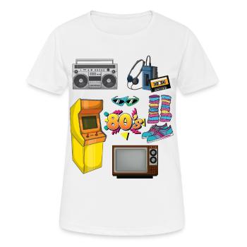 Retro Special 80er Jahre Objekte 1980er - Frauen T-Shirt atmungsaktiv - Weiß - Vorne - AI Model Female 172 dark (172cm)