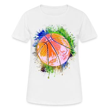 Retro Basketball - Basketballer Bunt - B-Ball - Frauen T-Shirt atmungsaktiv - Weiß - Vorne - AI Model Female 172 dark (172cm)