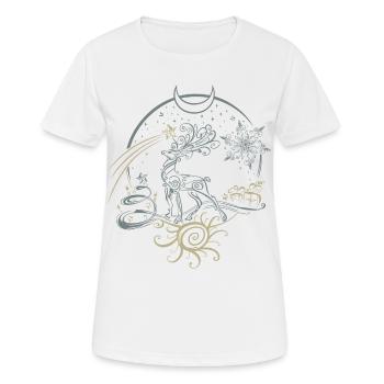Hirsch Geweih Weihnachten Yule Nacht - Frauen T-Shirt atmungsaktiv - Weiß - Vorne - AI Model Female 172 dark (172cm)