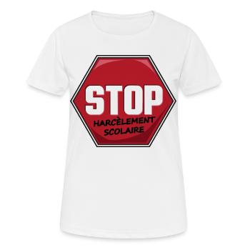 Stop Harcèlement Scolaire - T-shirt respirant Femme - blanc - Devant - AI Model Female 172 dark (172cm)