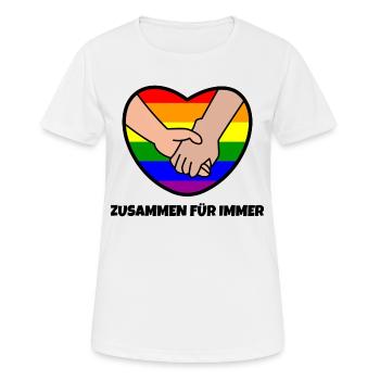 Homo Lgbt Herz Beziehung Regenbogen Statement - Frauen T-Shirt atmungsaktiv - Weiß - Vorne - AI Model Female 172 dark (172cm)
