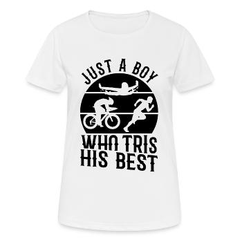 Triathlon Junge - Frauen T-Shirt atmungsaktiv - Weiß - Vorne - AI Model Female 172 dark (172cm)