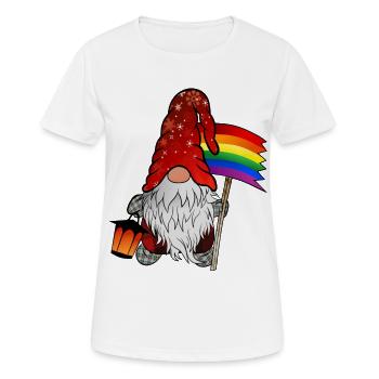 Weihnachts Gnom mit Gay Pride Flagge - Frauen T-Shirt atmungsaktiv - Weiß - Vorne - AI Model Female 172 dark (172cm)