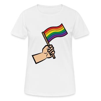 Regenbogenfahne Lgbt Rechte Homosexueller Stolz - Frauen T-Shirt atmungsaktiv - Weiß - Vorne - AI Model Female 172 dark (172cm)