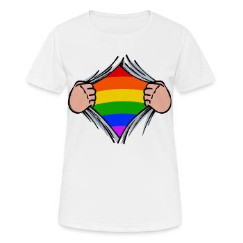 Lgbt Rechte Homosexueller Regenbogen Bisexuell - Frauen T-Shirt atmungsaktiv - Weiß - Vorne - AI Model Female 172 dark (172cm)