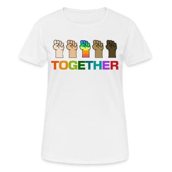 Homosexuell Menschenrechte Lgbt Spruch Regenbogen - Frauen T-Shirt atmungsaktiv - Weiß - Vorne - AI Model Female 172 dark (172cm)