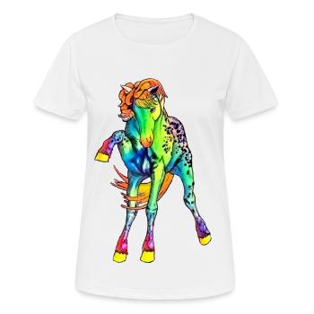 neon Pferd - Frauen T-Shirt atmungsaktiv - Weiß - Vorne - AI Model Female 172 dark (172cm)