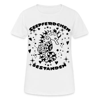 Seepferd Bestanden - Frauen T-Shirt atmungsaktiv - Weiß - Vorne - AI Model Female 172 dark (172cm)