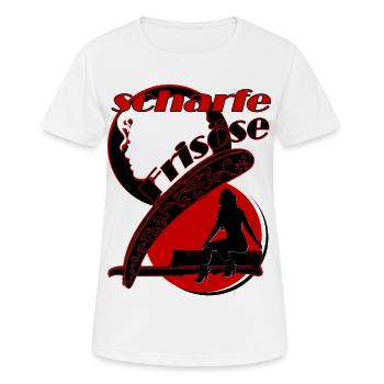 sharp hairdresser black red woman - Women's Breathable T-Shirt - white - Front - AI Model Female 172 dark (172cm)