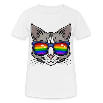 Cool Lgbt Cat Bisexuel Sexualité Arc-en-ciel - T-shirt respirant Femme - blanc - Devant - AI Model Female 172 dark (172cm)