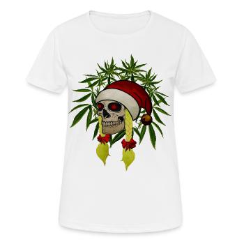 Crâne femme chanvre Noël chapeau tresses - T-shirt respirant Femme - blanc - Devant - AI Model Female 172 dark (172cm)