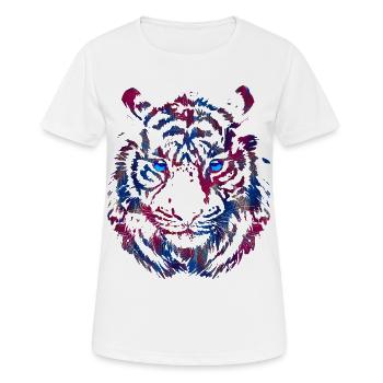 Tigerkopf - Tiger - Katzenauge Wildkatze - Frauen T-Shirt atmungsaktiv - Weiß - Vorne - AI Model Female 172 dark (172cm)